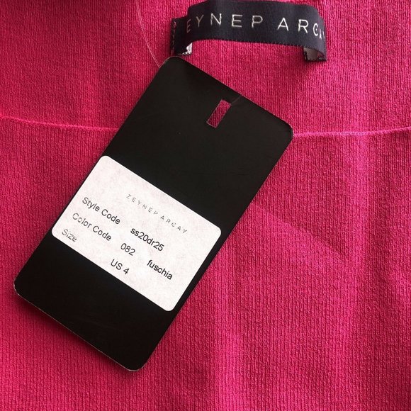 Zeynep Arcay Square Neck Mini Knit Dress Fuchsia 4 - Picture 9 of 9